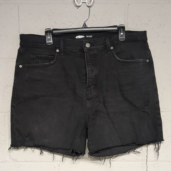 Old Navy Women's Distressed Blackwash Denim Sky-Hi Short Extra High Rise Sz 16 - Picture 1 of 5
